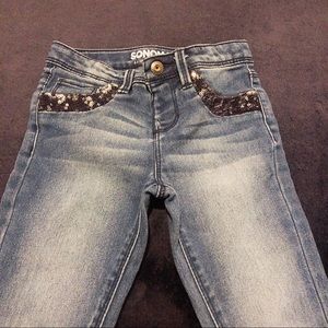 Sequin embellished jeans